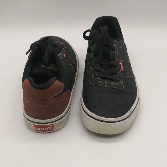 Levi‎ Strauss Mens Sneaker Black Brown Lace Up Round Toe Low Top Flat Heel 8 - Picture 3 of 10